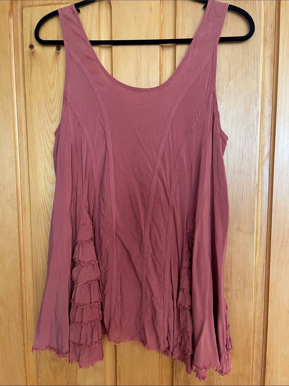 S Free People. Romantic Rust Ruffled Tank - Picture 2 of 6